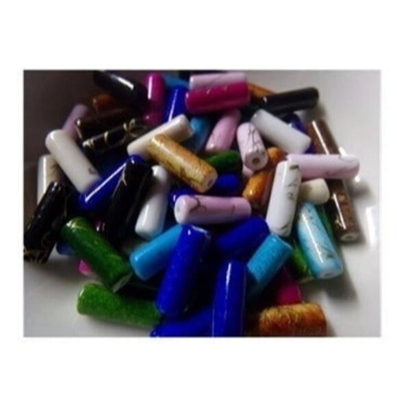 Mixed Drawbench Column Acrylic Beads - Picture 1 of 2